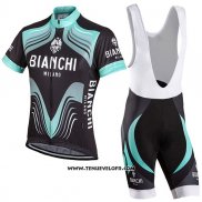 2017 Maillot Ciclismo Bianchi Milano Noir et Vert Manches Courtes et Cuissard