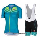 2017 Maillot Ciclismo Femme Castelli Aero Race Vert Manches Courtes et Cuissard