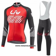 2017 Maillot Ciclismo Femme Liv Rouge Manches Courtes et Cuissard