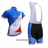 2017 Maillot Ciclismo France Snovaky Bleu et Blanc Manches Courtes et Cuissard