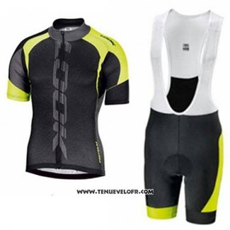 2017 Maillot Ciclismo Look Noir et Vert Manches Courtes et Cuissard