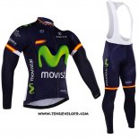 2017 Maillot Ciclismo Movistar Champion Espagne Manches Longues et Cuissard