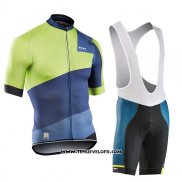 2017 Maillot Ciclismo Northwave Extreme Vert et Bleu Manches Courtes et Cuissard