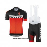 2017 Maillot Ciclismo Scott Noir et Orange Manches Courtes et Cuissard