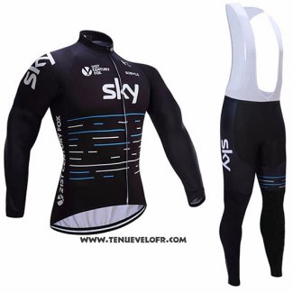 2017 Maillot Ciclismo Sky Noir Manches Longues et Cuissard