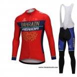 2018 Maillot Ciclismo Bahrain Merida Rouge Manches Longues et Cuissard