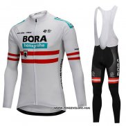 2018 Maillot Ciclismo Bora Champion L'autriche Blanc Manches Longues et Cuissard