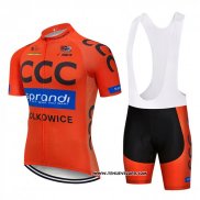 2018 Maillot Ciclismo CCC Orange Manches Courtes et Cuissard