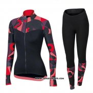 2018 Maillot Ciclismo Femme Orbea Rouge et Noir Manches Longues et Cuissard