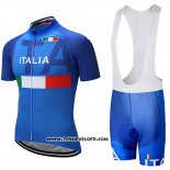 2018 Maillot Ciclismo Italie Bleu Manches Courtes et Cuissard