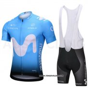 2018 Maillot Ciclismo Movistar Bleu Manches Courtes et Cuissard