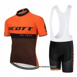 2018 Maillot Ciclismo Scott Orange et Noir Manches Courtes et Cuissard