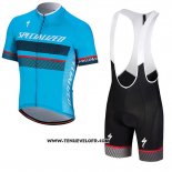 2018 Maillot Ciclismo Specialized Bleu Noir Rouge Manches Courtes et Cuissard