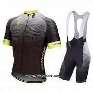 2018 Maillot Ciclismo Specialized Noir Gris Jaune Manches Courtes et Cuissard