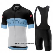 2019 Maillot Ciclismo Castelli Prologo 6 Noir Azur Blanc Manches Courtes et Cuissard