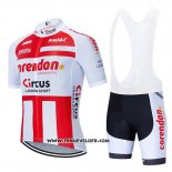 2019 Maillot Ciclismo Corendon Circus Rouge Blanc Manches Courtes et Cuissard