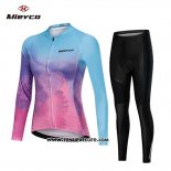 2019 Maillot Ciclismo Femme Mieyco Bleu Rose Manches Longues et Cuissard