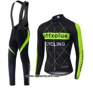 2019 Maillot Ciclismo Phtxolue Noir Vert Manches Longues et Cuissard