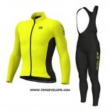 2020 Maillot Ciclismo ALE Jaune Noir Manches Longues et Cuissard