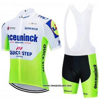 2020 Maillot Ciclismo Deceuninck Quick Step Blanc Vert Manches Courtes et Cuissard