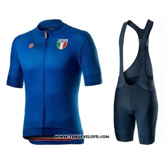 2020 Maillot Ciclismo Italie Bleu Manches Courtes et Cuissard