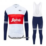2020 Maillot Ciclismo Segafredo Zanetti Blanc Rouge Manches Longues et Cuissard