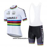 2020 Maillot Ciclismo UCI Mondo Champion Euskadi Murias Blanc Manches Courtes et Cuissard