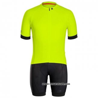 2020 Maillot Cyclisme Bontrage Jaune Manches Courtes et Cuissard