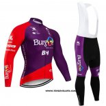 2020 Maillot Cyclisme Burgos BH Violet Rouge Manches Longues et Cuissard