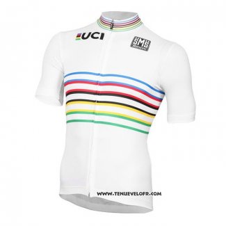 2020 Maillot Cyclisme UCI Blanc Multicolore Manches Courtes et Cuissard