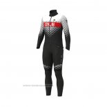 2021 Maillot Cyclisme ALE Blanc Noir Rouge Manches Longues et Cuissard