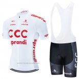 2021 Maillot Cyclisme CCC Team Blanc Manches Courtes et Cuissard