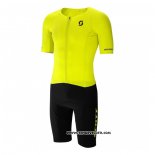 2021 Maillot Cyclisme Scott Jaune Manches Courtes et Cuissard