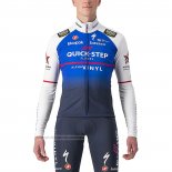2022 Maillot Cyclisme Deceuninck Quick Step Bleu Blanc Manches Longues et Cuissard