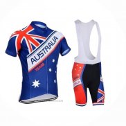 2023 Maillot Cyclisme Australie Bleu Manches Courtes et Cuissard