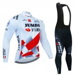 2023 Maillot Cyclisme Jumbo Visma Rouge Blanc Manches Longues et Cuissard