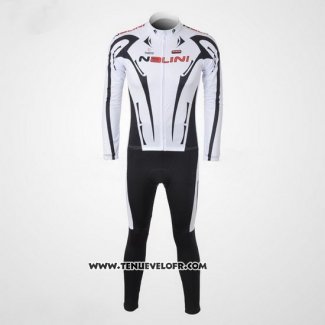 2010 Maillot Ciclismo Nalini Noir et Blanc Manches Longues et Cuissard