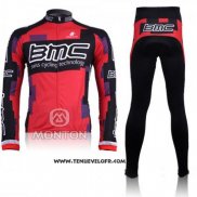 2011 Maillot Ciclismo BMC Rouge et Noir Manches Longues et Cuissard