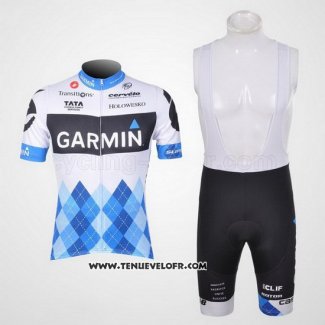 2011 Maillot Ciclismo Garmin Cervelo Bleu et Blanc Manches Courtes et Cuissard