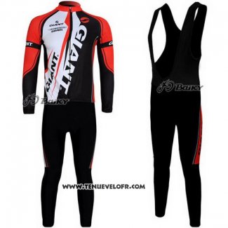 2011 Maillot Ciclismo Giant Rouge et Noir Manches Longues et Cuissard