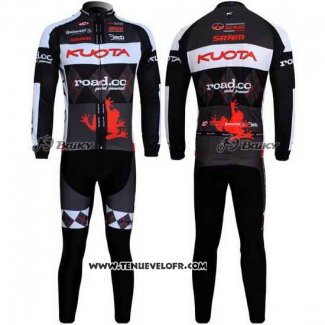 2011 Maillot Ciclismo Kuota Noir et Gris Manches Longues et Cuissard