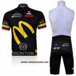 2011 Maillot Ciclismo McDonalds Noir et Jaune Manches Courtes et Cuissard