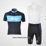 2011 Maillot Ciclismo Sky Noir et Azur Manches Courtes et Cuissard