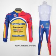 2011 Maillot Ciclismo Subaru Azur et Jaune Manches Longues et Cuissard