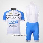 2012 Maillot Ciclismo Colnago Azur et Blanc Manches Courtes et Cuissard