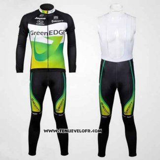 2012 Maillot Ciclismo GreenEDGE Noir et Vert Manches Longues Cuissard