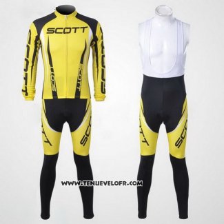 2012 Maillot Ciclismo Scott Noir et Jaune Manches Longues et Cuissard