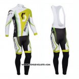 2013 Maillot Ciclismo Scott Blanc et Jaune Manches Longues et Cuissard