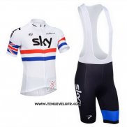 2013 Maillot Ciclismo Sky Champion Regno Unito Blanc Manches Courtes et Cuissard