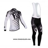 2014 Maillot Ciclismo Fox Blanc et Noir Manches Longues et Cuissard